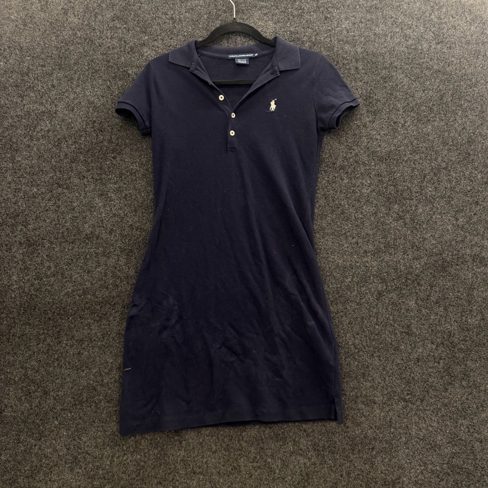 Vintage Ralph Lauren Sport Navy Blue Polo Mini Dress Short Sleeve XS RN 41381
